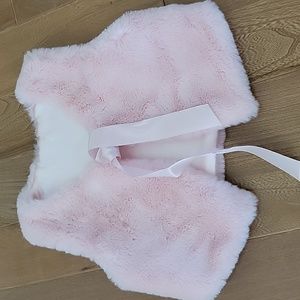 Stephan Baby Pink Faux Fur Vest‎ with Satin Ribbon and Lining Size 6-18 month